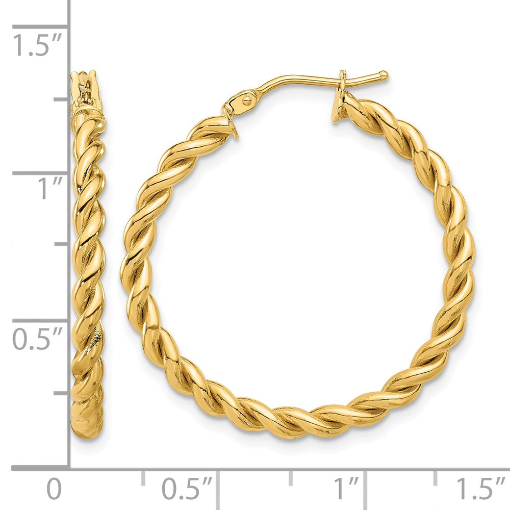 14K Yellow Gold Polished Twist Hoop Earrings