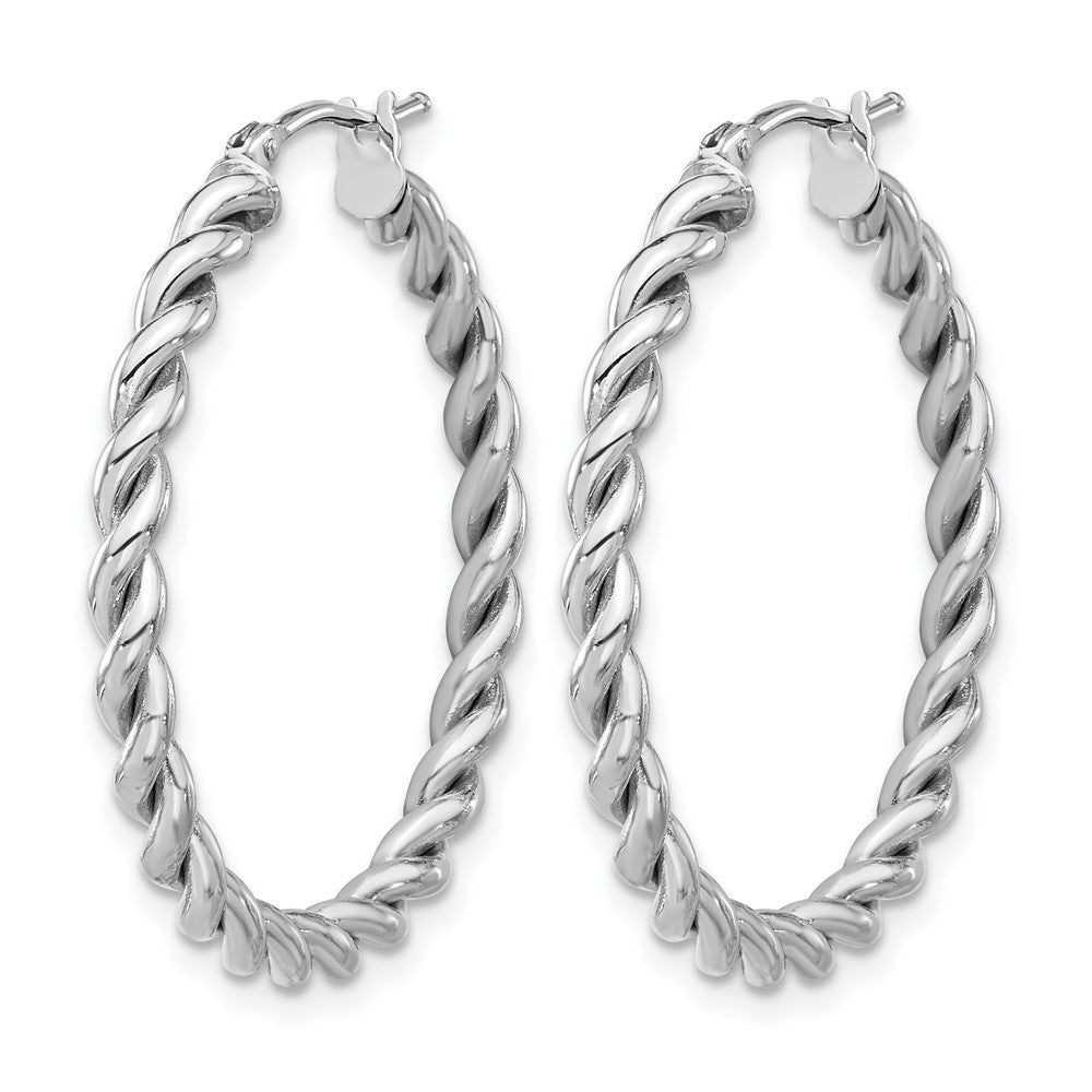 14K Yellow & Rhodium White Rh Plating Polished Twist Hoop Earrings