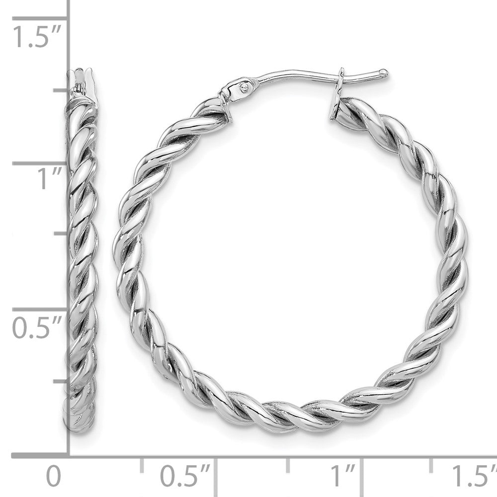 14K Yellow & Rhodium White Rh Plating Polished Twist Hoop Earrings