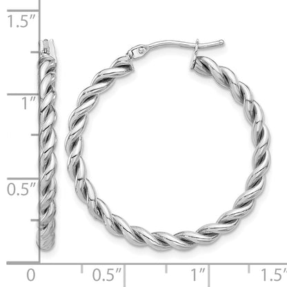 14K Yellow & Rhodium White Rh Plating Polished Twist Hoop Earrings