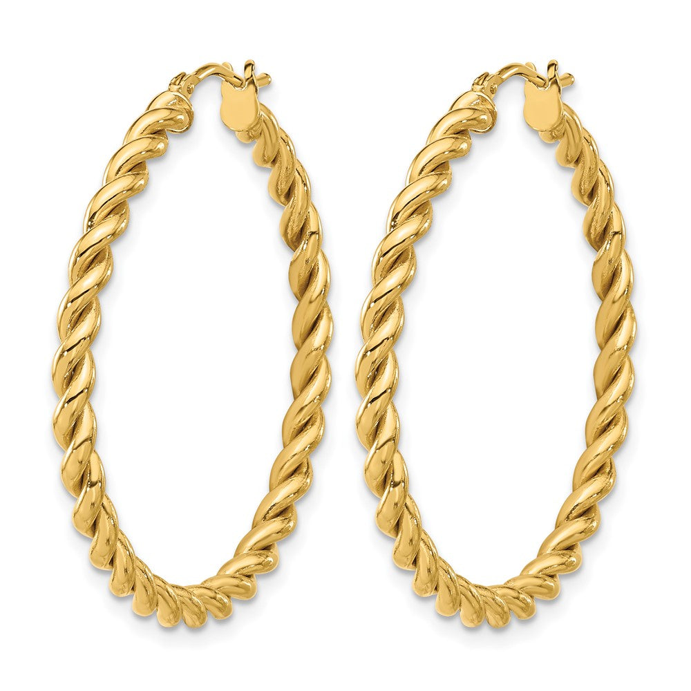 14K Yellow Gold Polished Twist Hoop Earrings