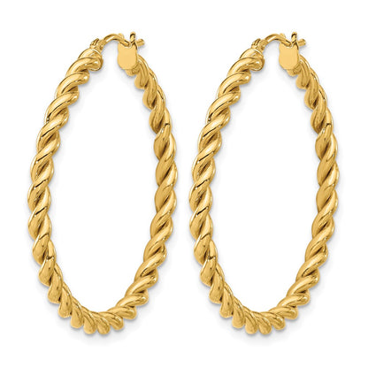 14K Yellow Gold Polished Twist Hoop Earrings