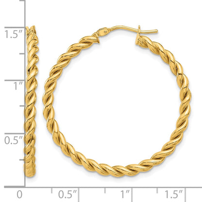 14K Yellow Gold Polished Twist Hoop Earrings