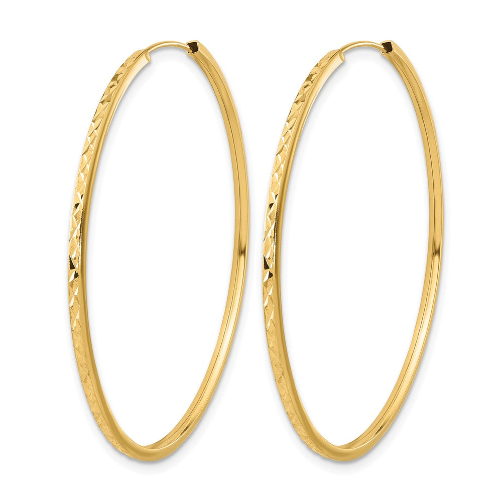 14K Yellow Gold Diamond Cut Endless Hoop Earrings