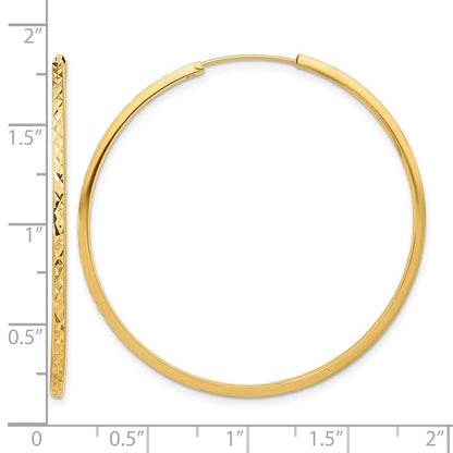 14K Yellow Gold Diamond Cut Endless Hoop Earrings