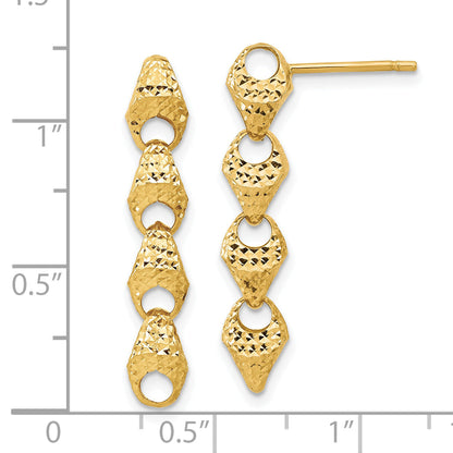 14K Yellow Gold Diamond Cut Fancy Link Drop Post Earrings