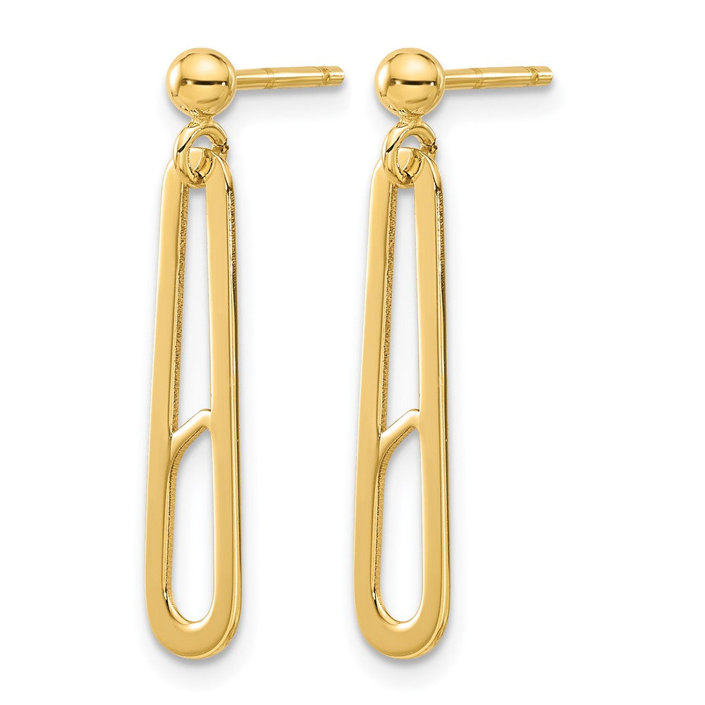 14K Yellow Gold Polished Paperclip Dangle Earrings