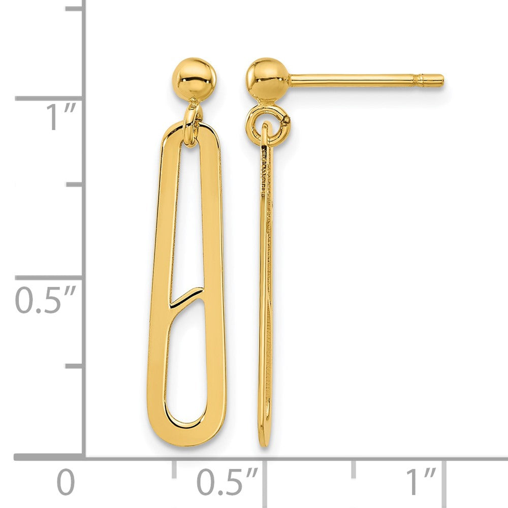 14K Yellow Gold Polished Paperclip Dangle Earrings