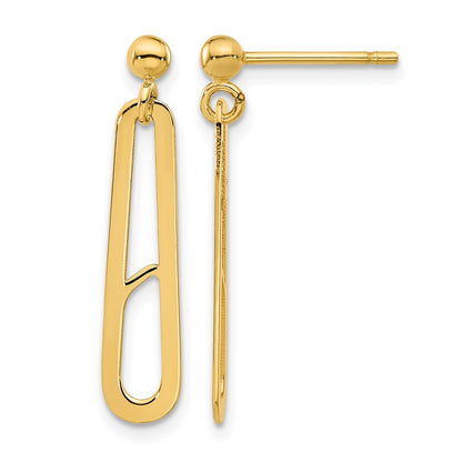 14K Yellow Gold Polished Paperclip Dangle Earrings