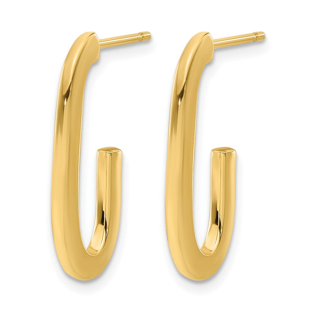 14K Yellow Gold Polished Modern J Hoop Earrings