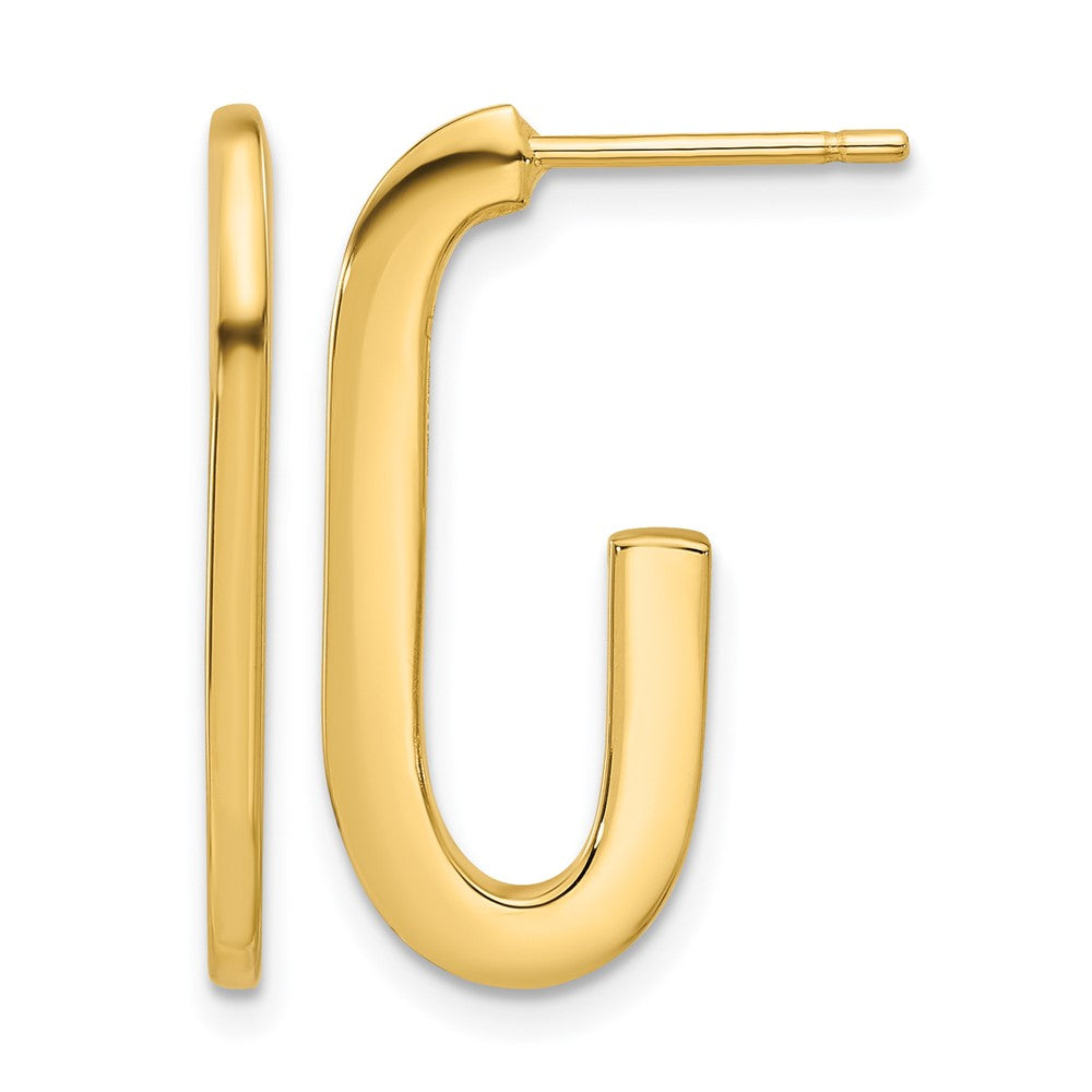 14K Yellow Gold Polished Modern J Hoop Earrings