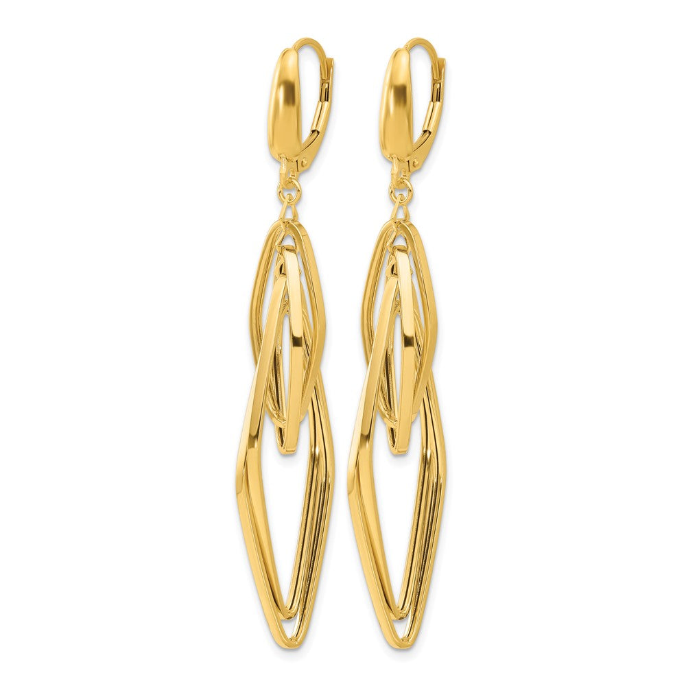 14K Yellow Gold Polished Diamond Shaped Dangle Earrings
