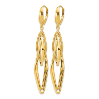 14K Yellow Gold Polished Diamond Shaped Dangle Earrings