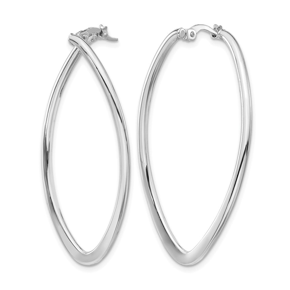 14K Yellow & Rhodium W/ White Plating Polished Oval Hoop Earrings