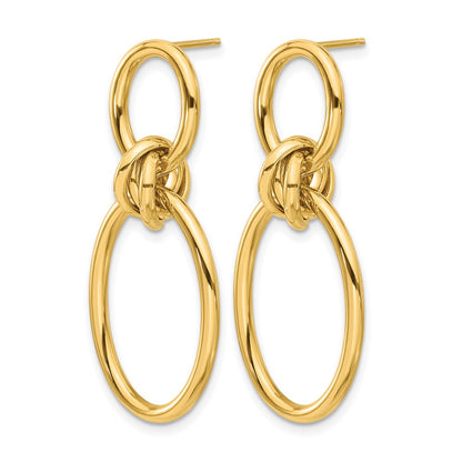 14K Yellow Gold Polished Oval Dangle Post Earrings