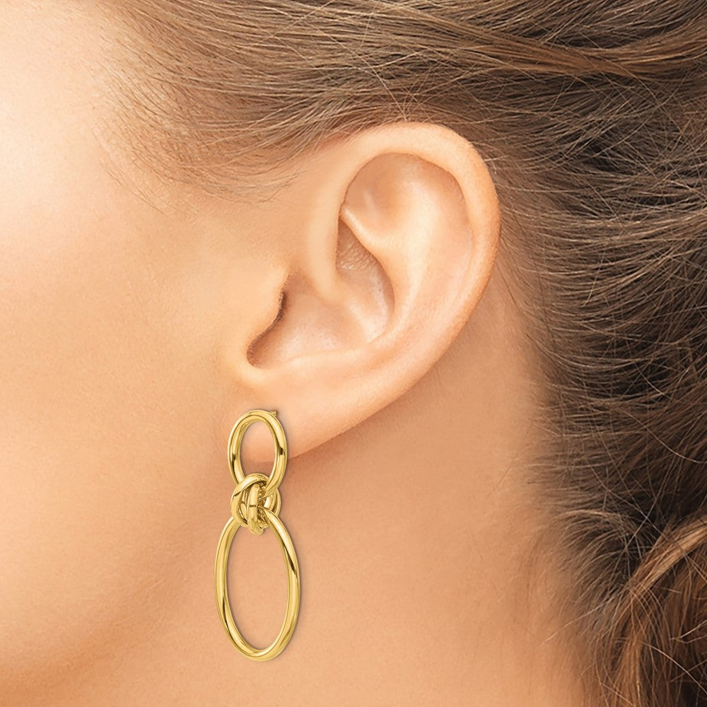 14K Yellow Gold Polished Oval Dangle Post Earrings