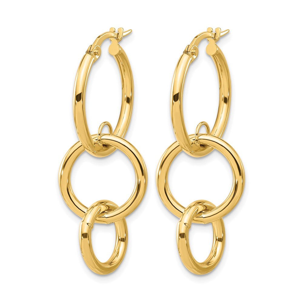 14K Yellow Gold Polished Double Round Hoop Earrings