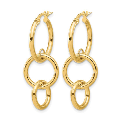 14K Yellow Gold Polished Double Round Hoop Earrings