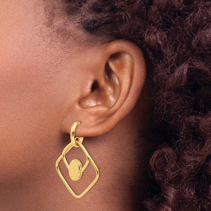 14K Yellow Gold Polished Dangle Post Earrings