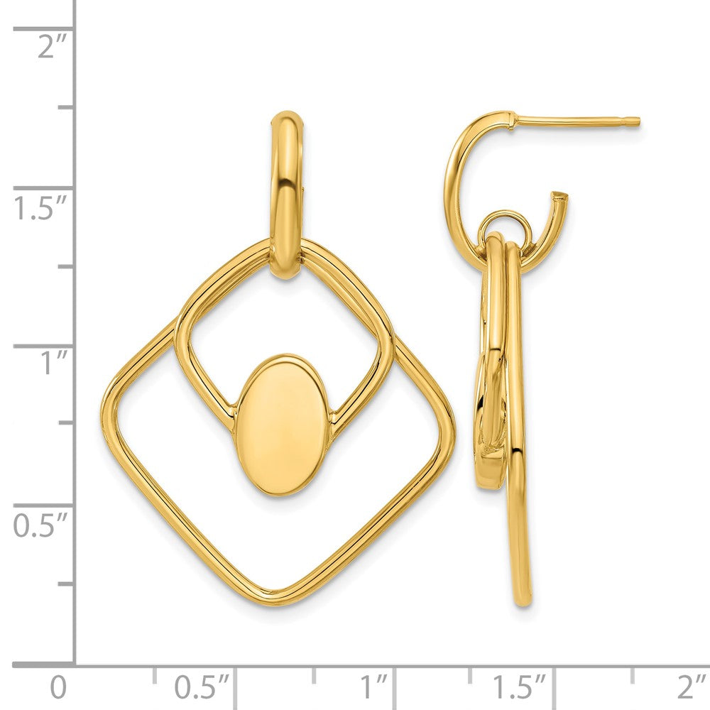 14K Yellow Gold Polished Dangle Post Earrings