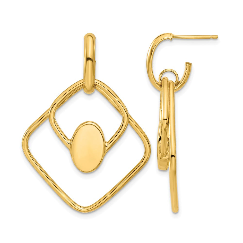 14K Yellow Gold Polished Dangle Post Earrings