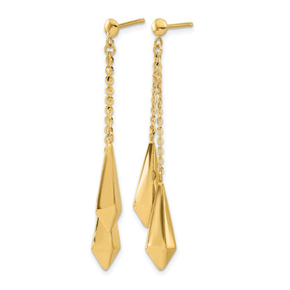 14K Yellow Gold Polished Post Dangle Earrings