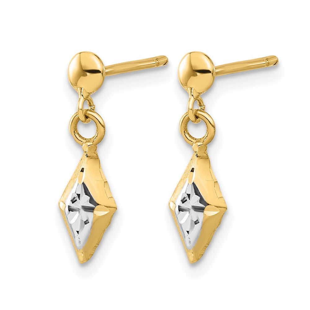 14K Yellow & Rhodium And White Polished Post Dangle Earrings