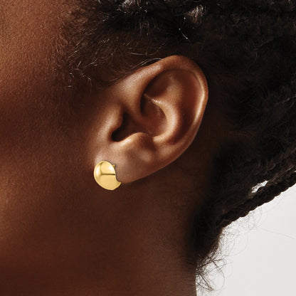 14K Yellow Gold Polished Round Huggie Earrings
