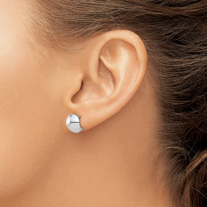 14K White Gold Polished Round Huggie Earrings