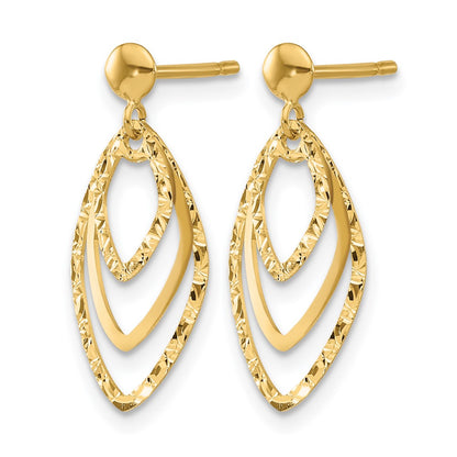 14K Yellow Gold Polished Post Dangle Earrings