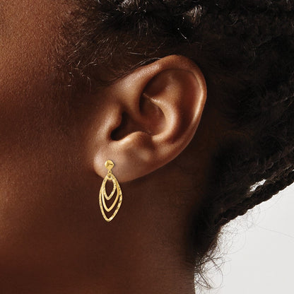 14K Yellow Gold Polished Post Dangle Earrings