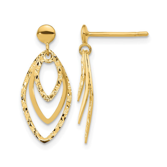 14K Yellow Gold Polished Post Dangle Earrings