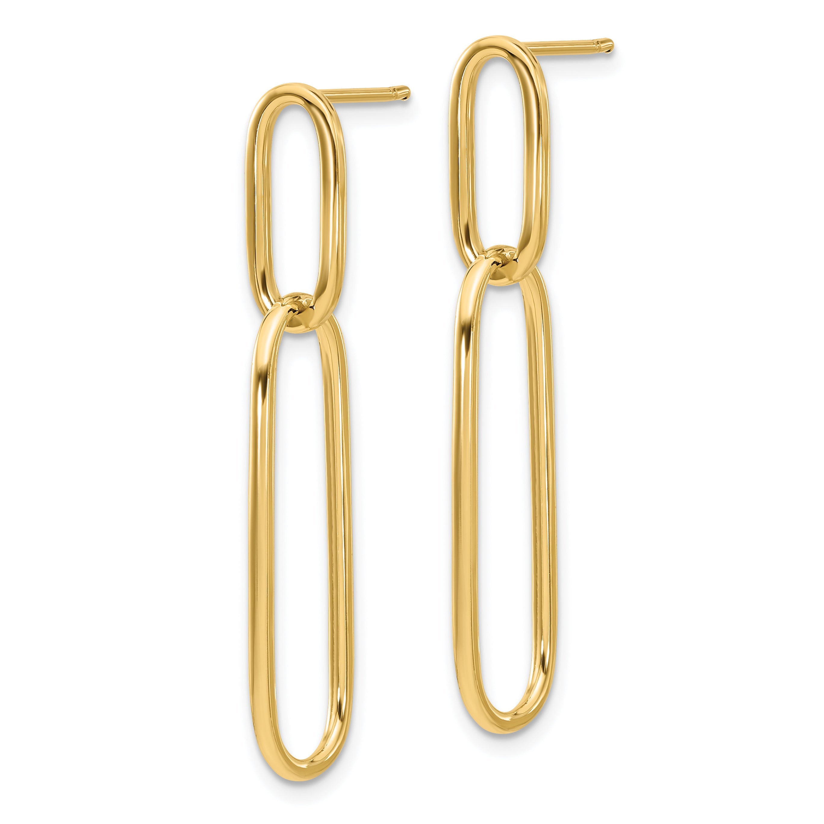 14K Yellow Gold Polished Post Drop Earrings