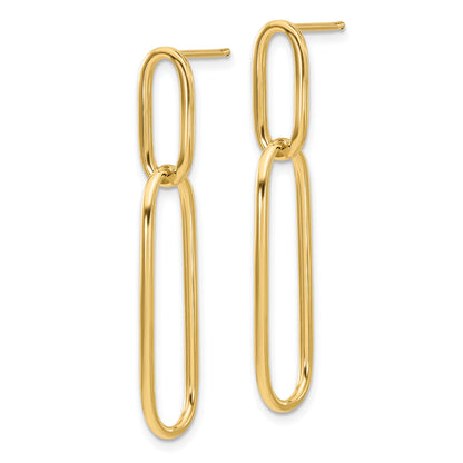 14K Yellow Gold Polished Post Drop Earrings