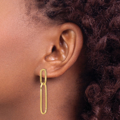14K Yellow Gold Polished Post Drop Earrings