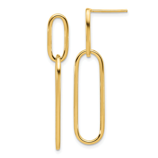 14K Yellow Gold Polished Post Drop Earrings