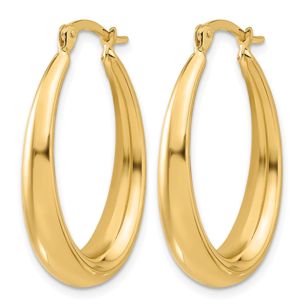 14K Yellow Gold Polished Oval Hoop Earrings