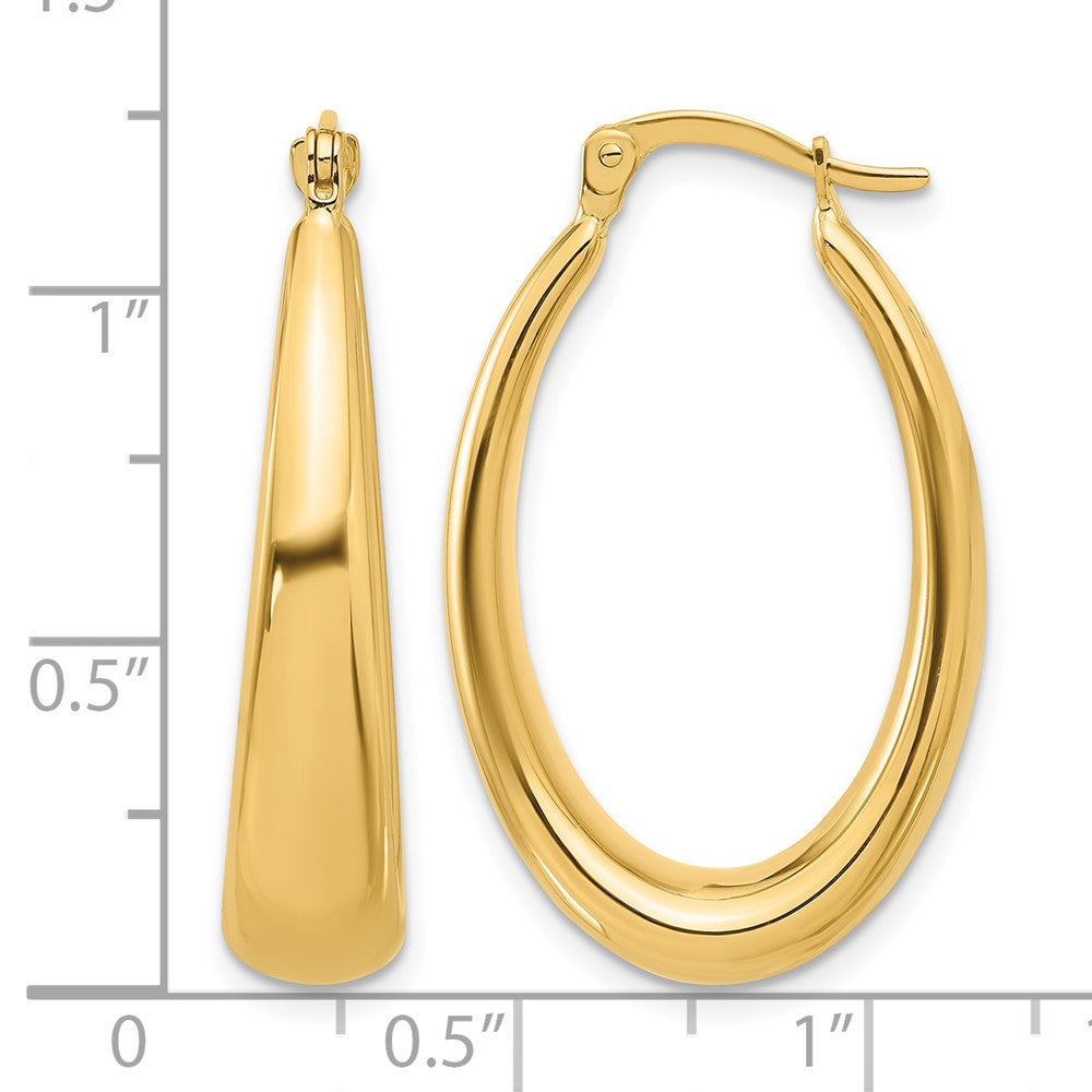 14K Yellow Gold Polished Oval Hoop Earrings