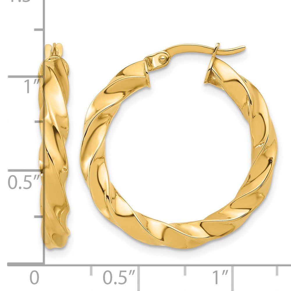 14K Yellow Gold Polished Twisted Hoop Earrings