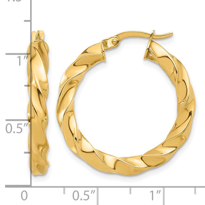 14K Yellow Gold Polished Twisted Hoop Earrings