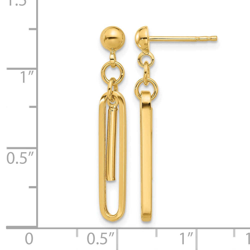 14K Yellow Gold Polished Paperclip Dangle Earrings