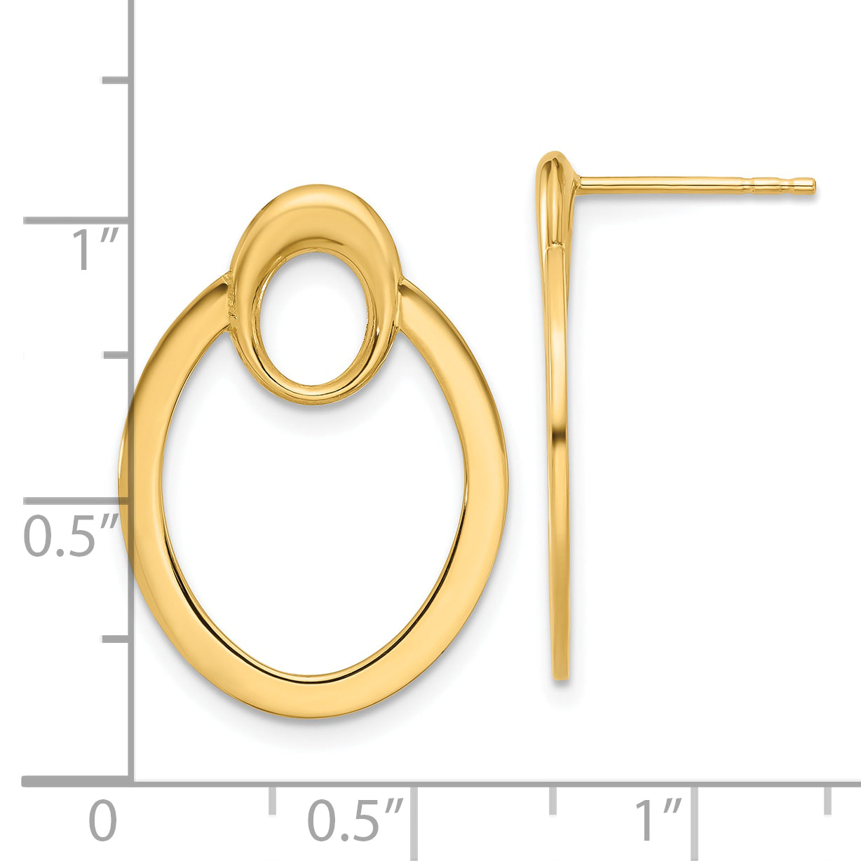 14K Yellow Gold Polished Oval Drop Post Earrings