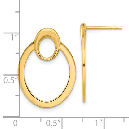 14K Yellow Gold Polished Oval Drop Post Earrings