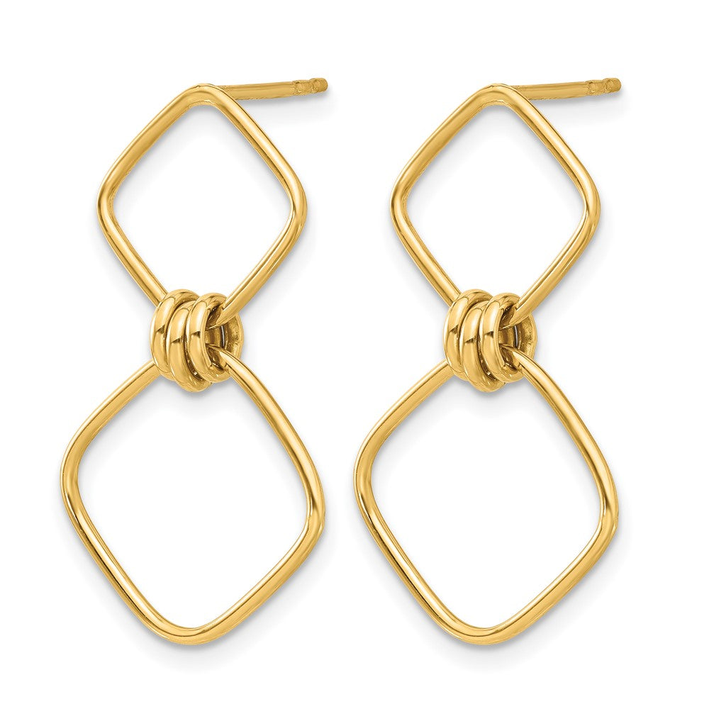 14K Yellow Gold Polished Dangle Post Earrings