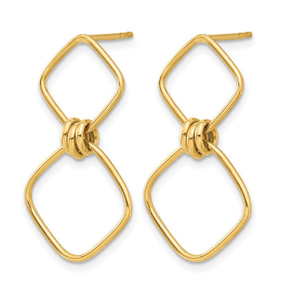 14K Yellow Gold Polished Dangle Post Earrings