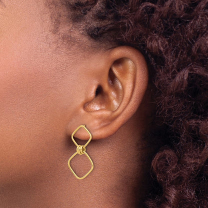 14K Yellow Gold Polished Dangle Post Earrings