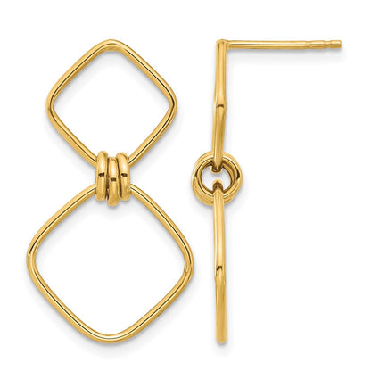 14K Yellow Gold Polished Dangle Post Earrings