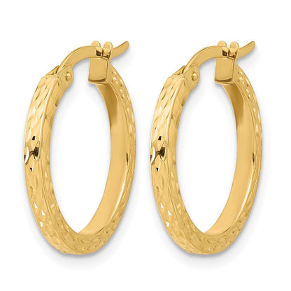 14K Yellow Gold Diamond Cut Hoop Earrings
