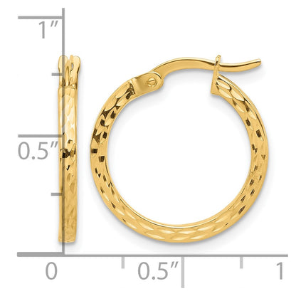 14K Yellow Gold Diamond Cut Hoop Earrings