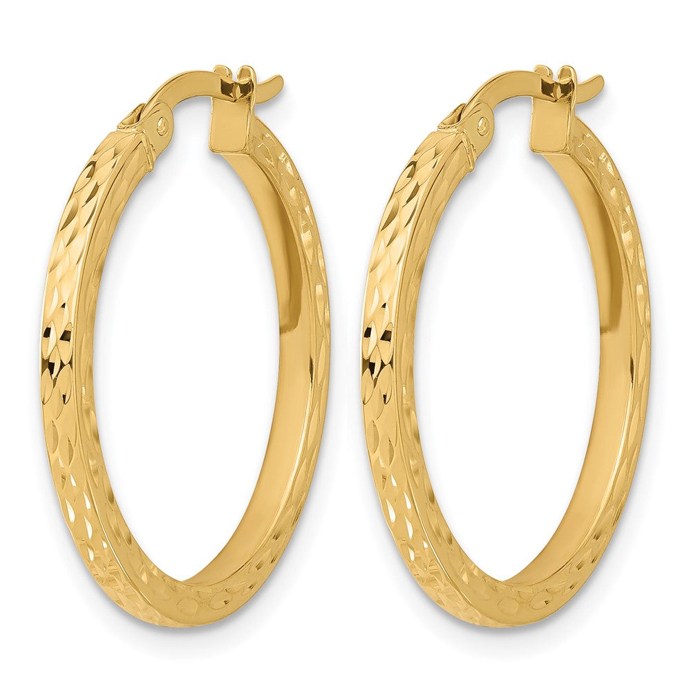 14K Yellow Gold Diamond Cut Hoop Earrings